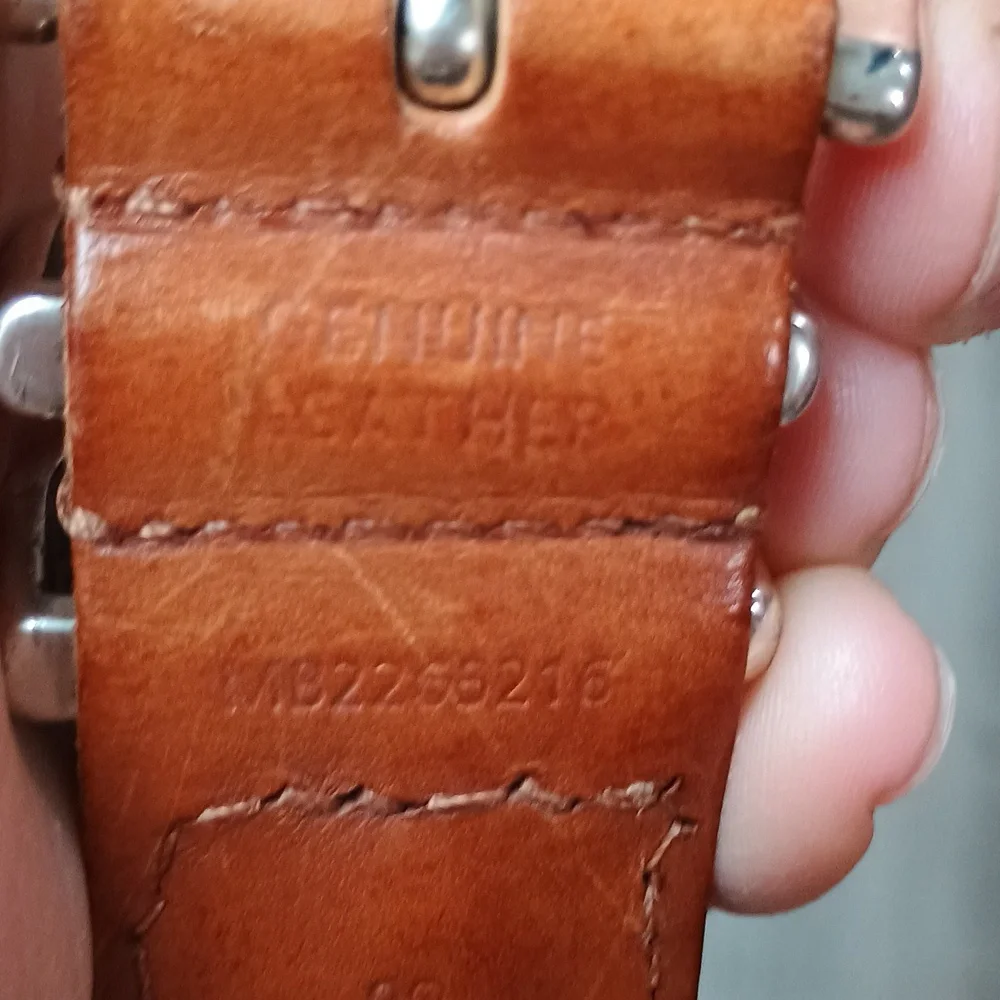 Fossil Tan Braided Leather Belt with Silver Buckle